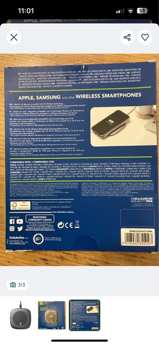 Carregador Wireless CELLULARLINE Easy charger - Novo