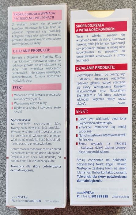 Serum piękna i serum ujędrniające Nivea  Vital