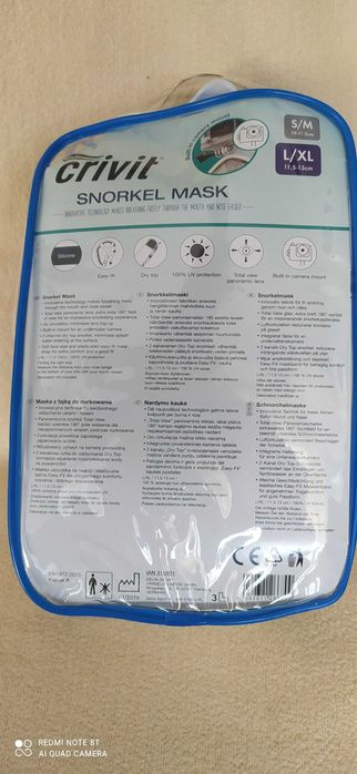 Maska do nurkowania snorkelingu pełnotwarzowa-Nowa-L/XL 11.5-13cm