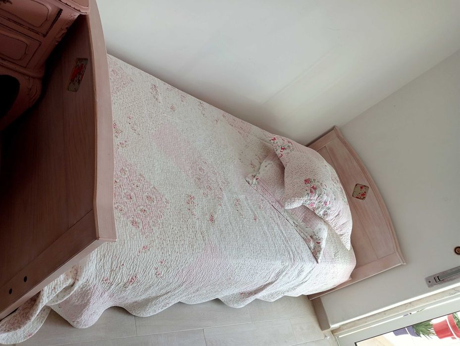 Cama se solteiro, menina/rapariga cor de rosa, madeira