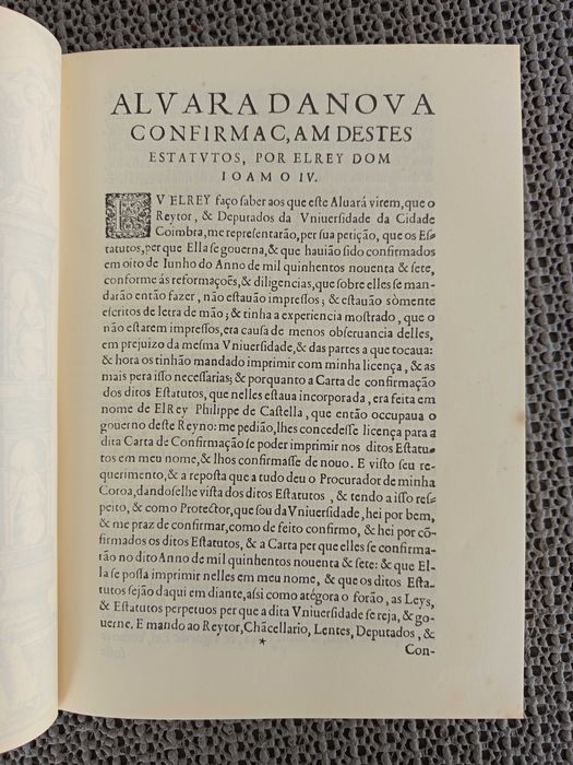 Estatutos da Universidade de Coimbra (1653) Ed fac-similada 1987