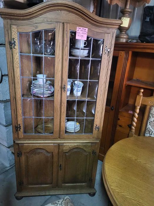 Stylowy stół dębowy owalny 6 krzeseł serwantka witryna komoda !!OKAZJA