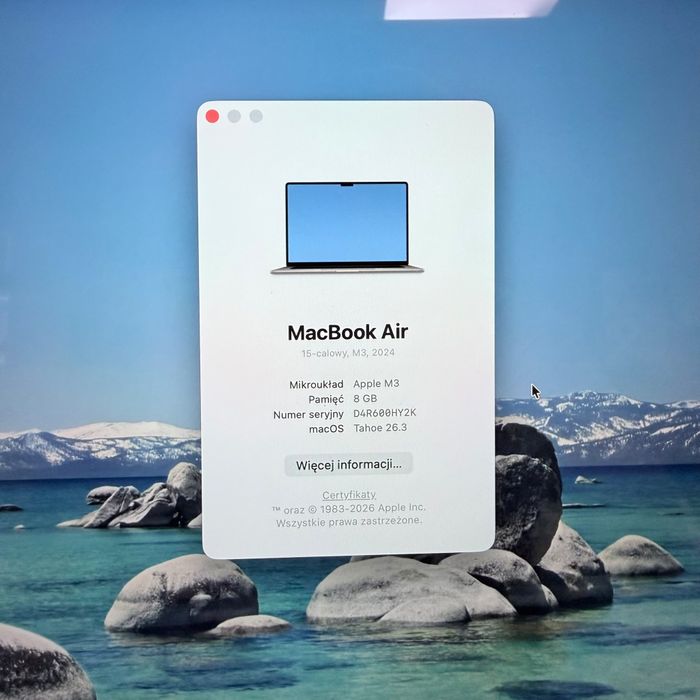 Macbook M3 Air 512GB/8GB Ram | 100% sprawny