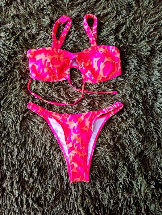 Купальник роздільний, рожево-оранжевий