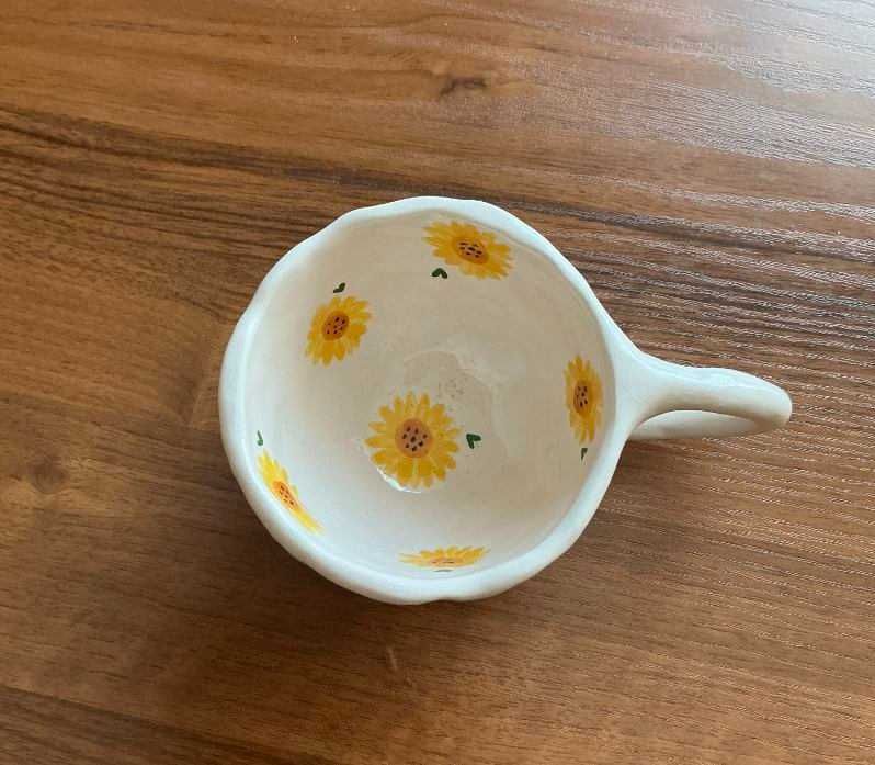 Filiżanka ceramiczna słoneczniki Hand Made ręcznie robiona, 200 ml