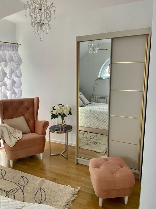 SZAFA przesuwna V100 cm szeroka NOWA KASZMIR GARDEROBA z półkami