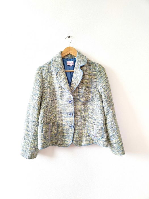 Marynarka Żakiet Vintage 42 70 80s Tweed Tweedowa