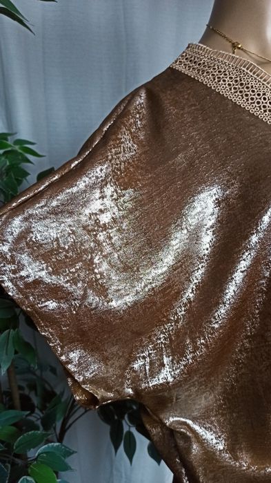 Sg Złota bluzka damska 46 , 48 XXL orginalna elegancka bluzka 46 , 48