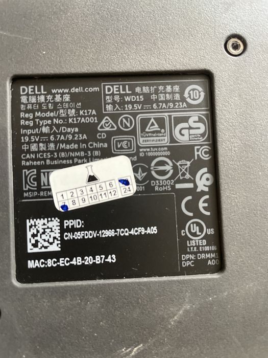 Stacja dokująca Dell z zasilaczem 180W