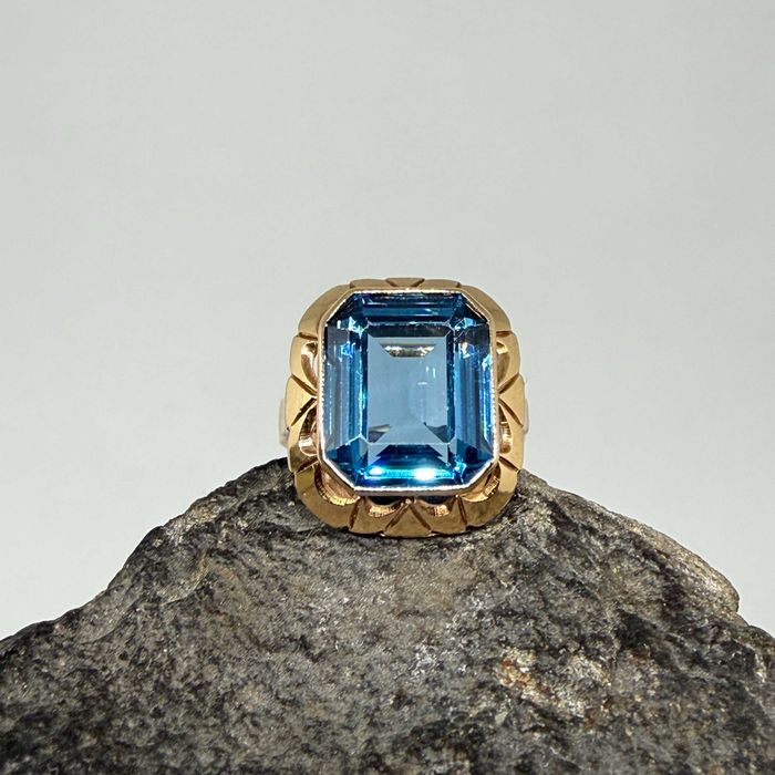 Stary Złoty pierścionek WARMET z TOPAZEM - ROZMIAR 15 - próba 585 14k