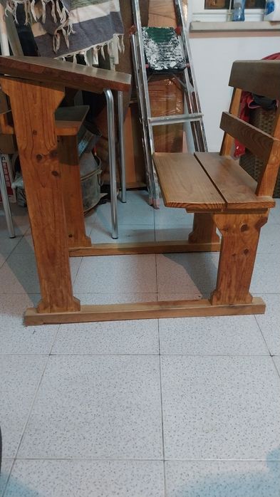 Secretária escola antiga madeira