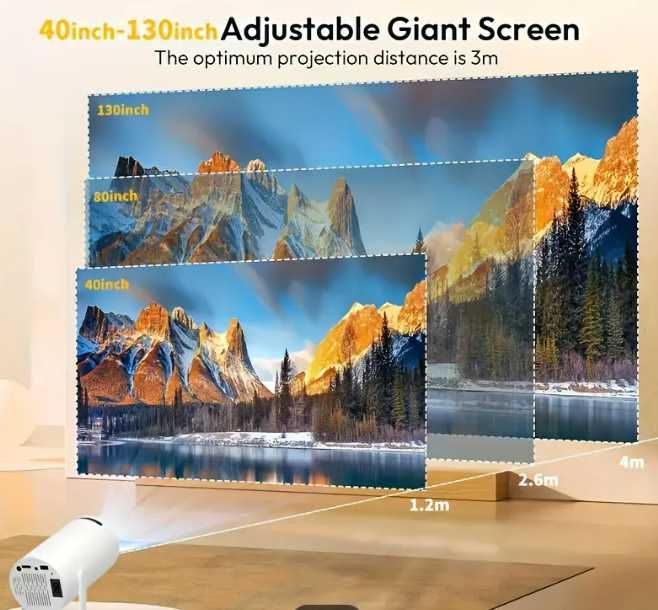 Mini projektor LED 720P Wi-Fi i Bluetooth – przenośny, obsługa 4K
