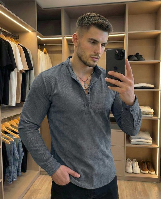 Мужская вельветовая рубашка из хлопка весенняя (S-M-L-XL)