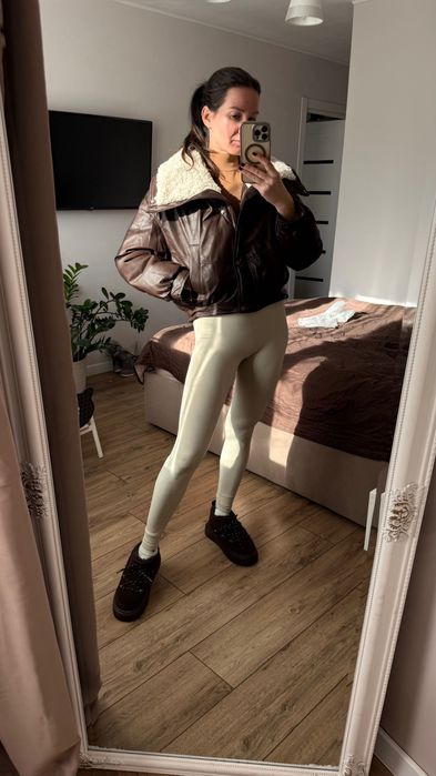 Куртка пуховик екошкіра