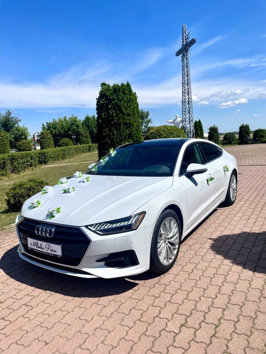 Audi Nowe A7 Premium - Auto na Twój Ślub Wesele Biały Samochód Wynajem
