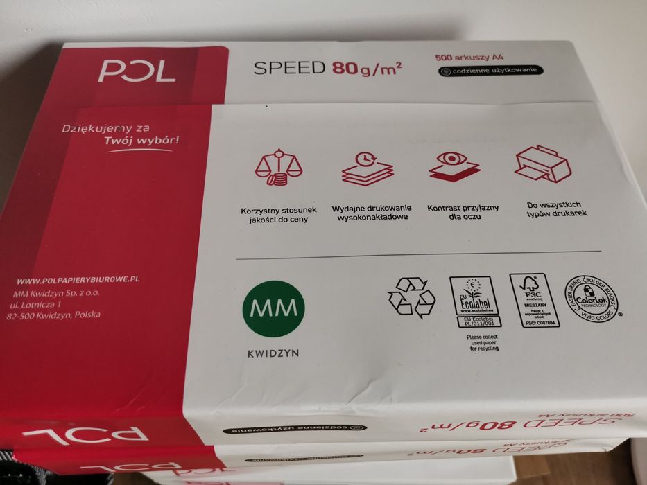 Papier PolSpeed Pol Speed A4 Do drukowania 500 akruszy 5ryz +1 GRATIS!