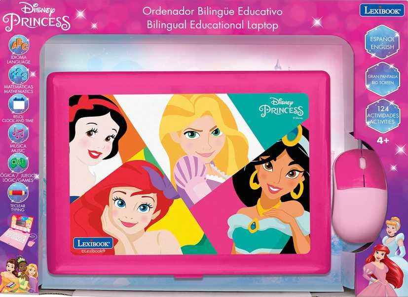Princesas Disney Computador Bilíngue Espanhol/Inglês Brinquedo Prenda