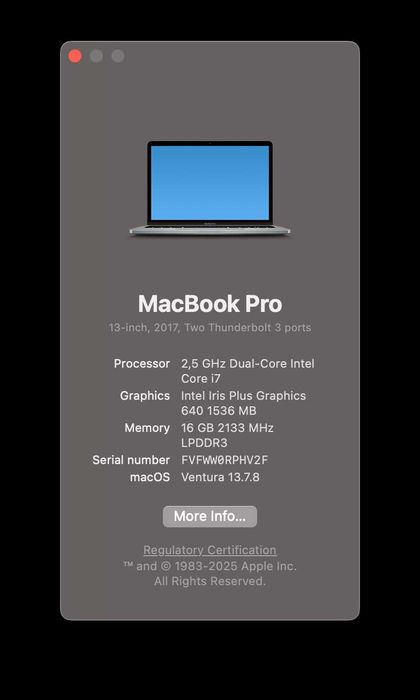 MacBook Pro 13" 2017 i7/16GB/512GB + NOWA ładowarka Apple