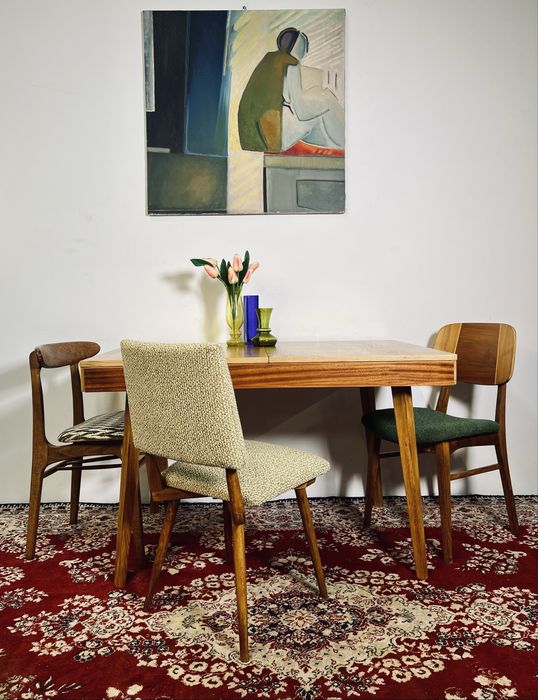 Stół PRL Tatra Nabytok rozkladany patyczak lata 60 jesion tek buk mat