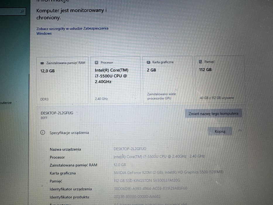 Laptop Lenovo 70-80 model  80FF  procesor i7
