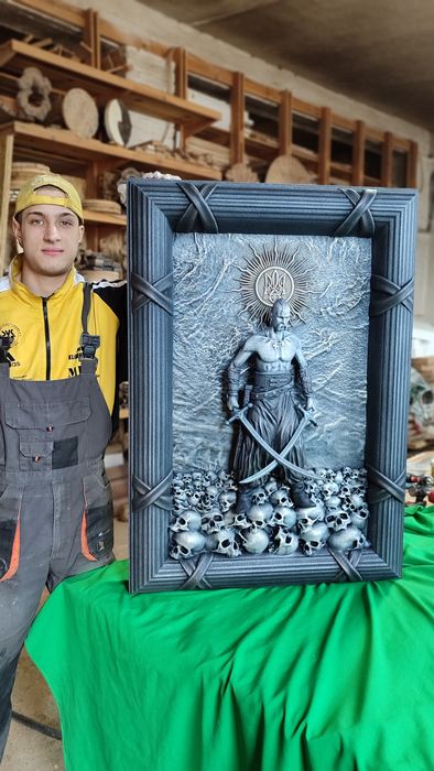 オブジェ Козак Мамай, авторське преміальне 3D-панно - подарунок патріоту