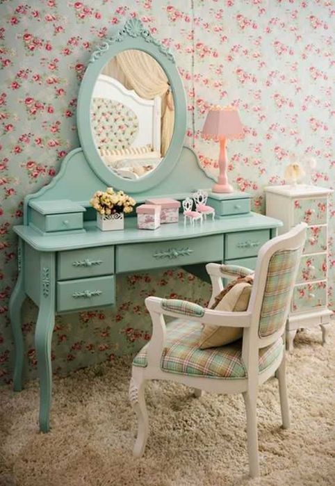 Dressing Table with Mirror, Sideboard, Desk, and Record Player – Solid Wood and Marble64750962083843123