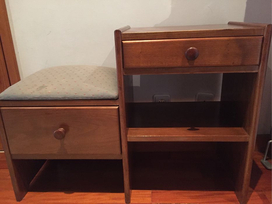 Banco com mesa  para hall de entrada (madeira castanho maciço