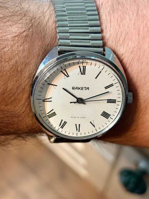 Zegarek Raketa duża linia biała mechaniczny vintage 39 sprawny
