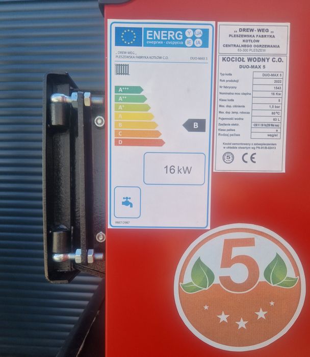 KOCIOŁ PIEC 16 kW drewno + węgiel, 4 kanały, DUŻY ZASYP, DOSTAWA 48H