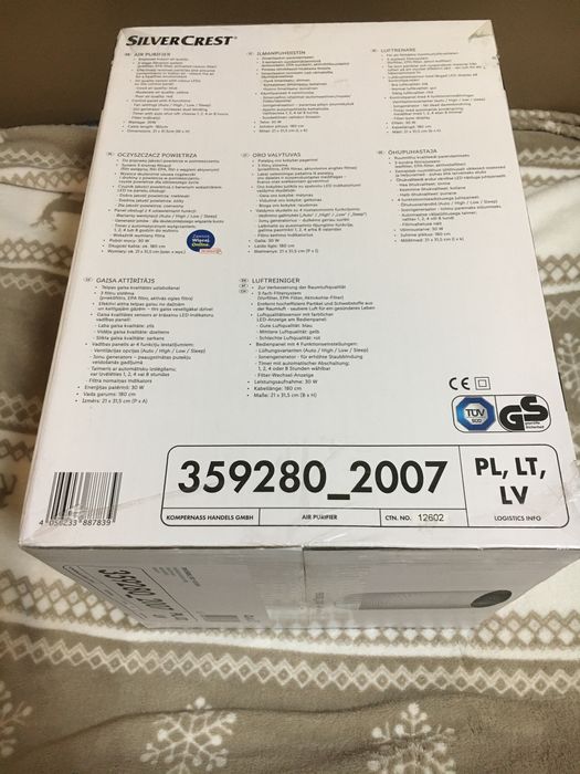 Nowy oczyszczacz powietrza SIlvercrest, na gwarancjii