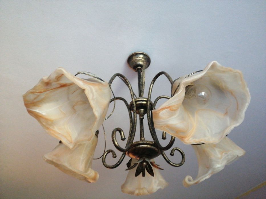 Żyrandol 5 ramienny mosiądz