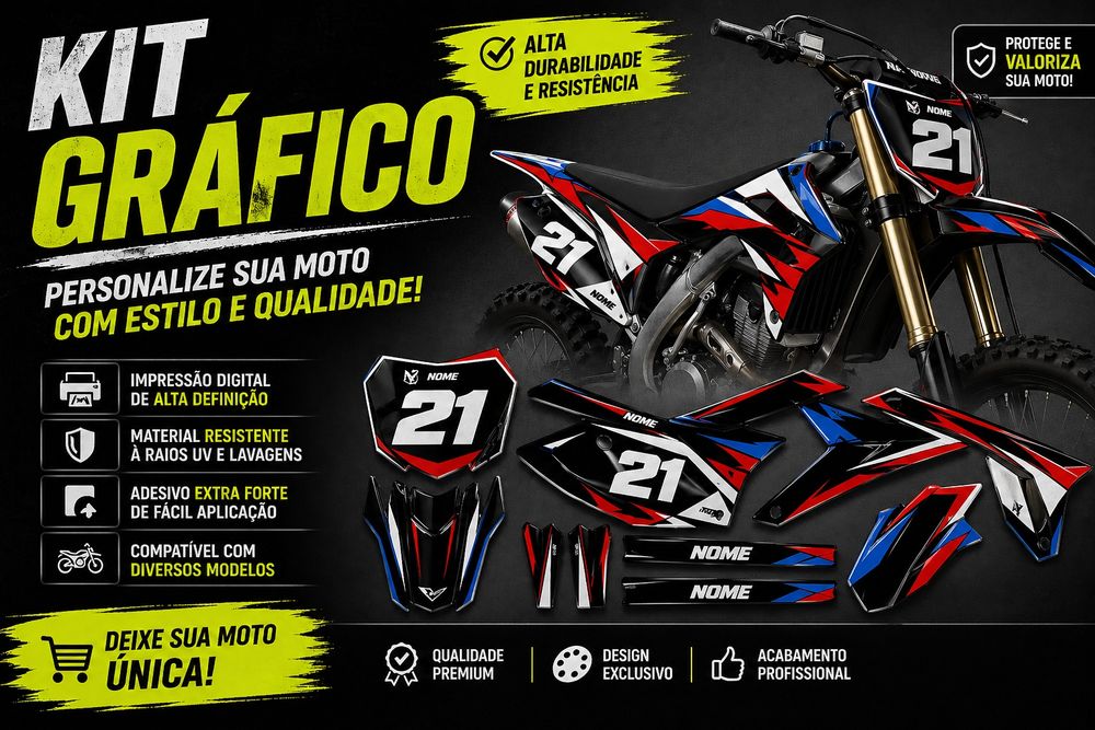 Kit Gráfico para Motos | Personalizado | Alta Qualidade e Resistência