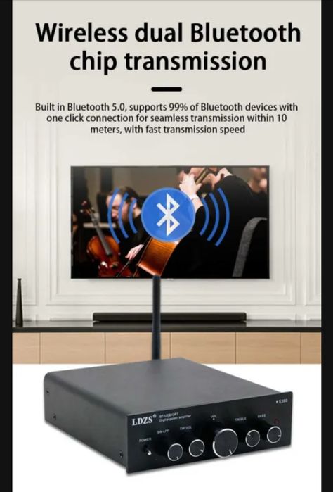 Amplificador LDZS E580 Bluetooth Canais de saida 2.1 com Comando