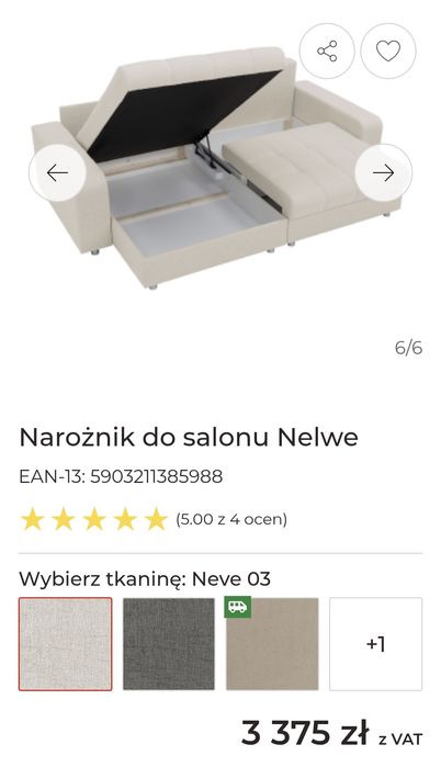 Beżowy narożnik Kronos nelwe
