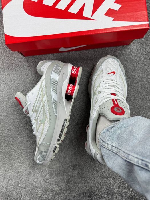 Кросівки Nike Shox Ride 2 Supreme White Red •Найк Супрім Шокс(білі)nike,shox