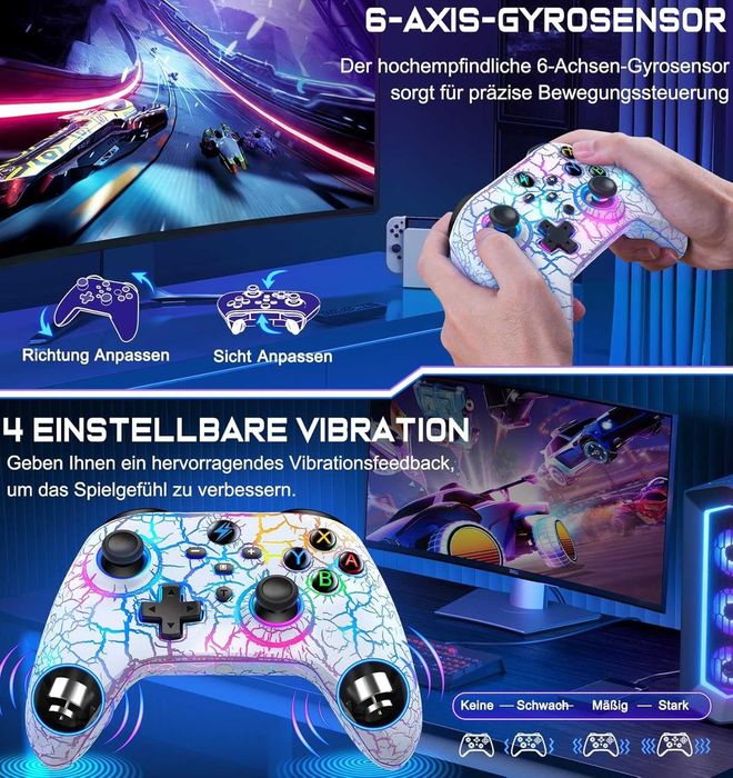 Pad bezprzewodowy kontroler z RGB do Nintendo Switch, PC