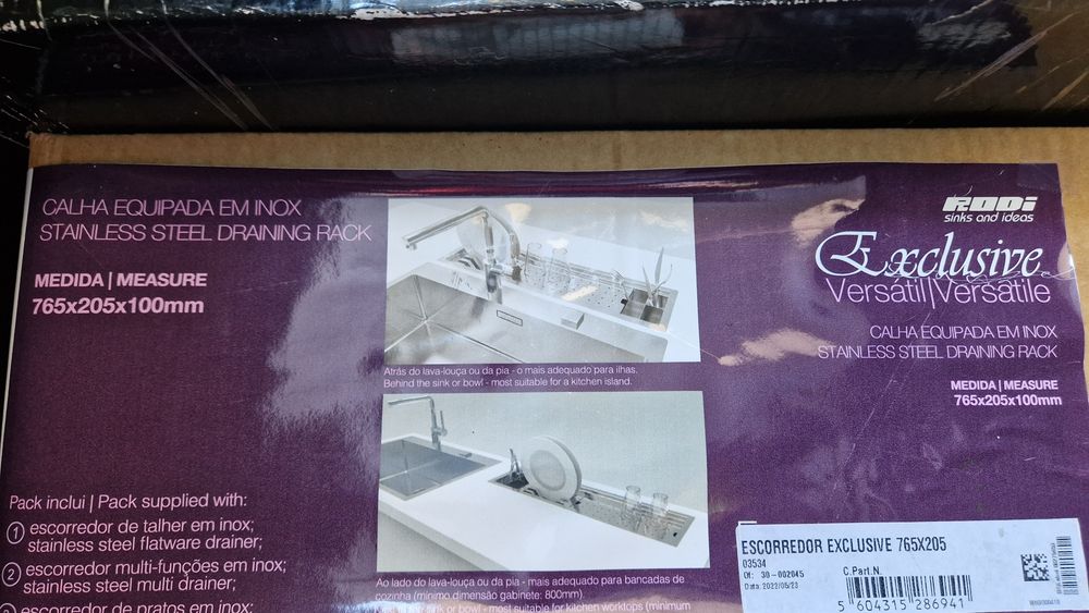 2x Calhas Escorredor Encastrar Rodi Exclusive 765 Inox (Novas / Seladas)