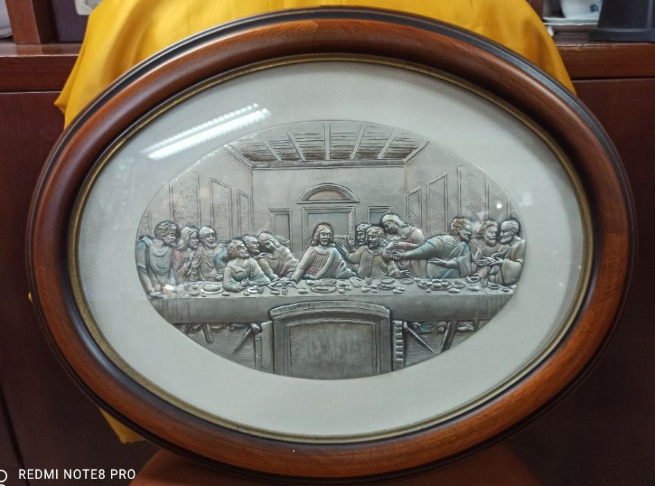 Quadro da ceia de Cristo, em prata.