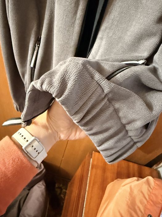 Бомбер жіночий флісовий сірий, на блискавці, оверсайз L–XL