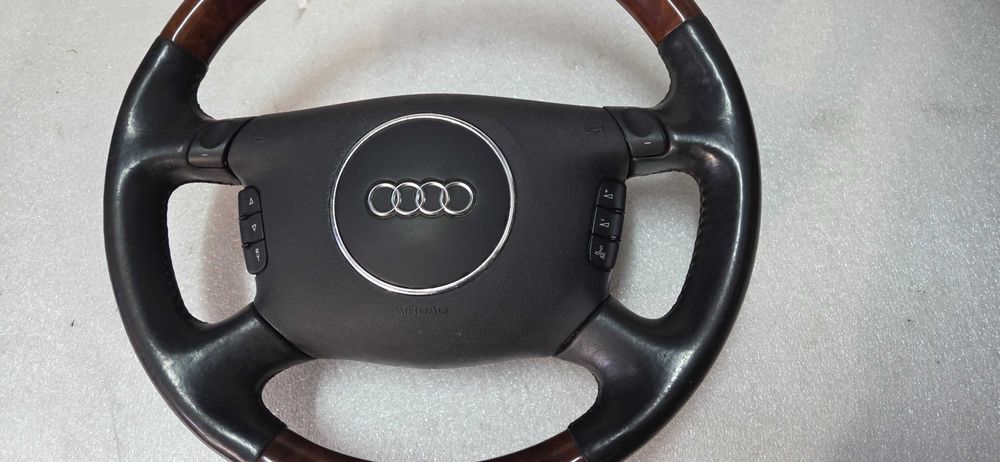 Kierownica drewniana + skóra Audi A4 B6 kpl multi