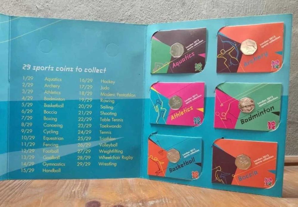 Rare 2012 - Olympics Full Set 29 Carded 50p Coins  collection .unc