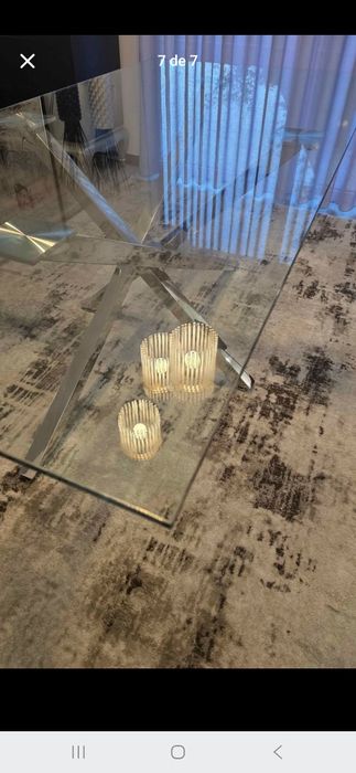 Mesa de jantar vidro e inox