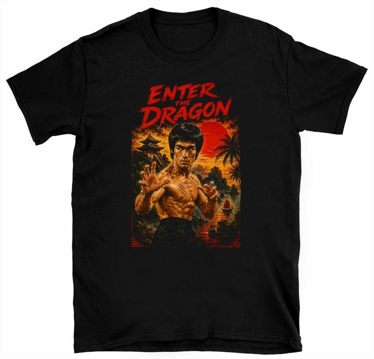 Koszulka męska Buce Lee Wejście Smoka prezent koszulka nadruk Bruce Lee, rozmiar XL