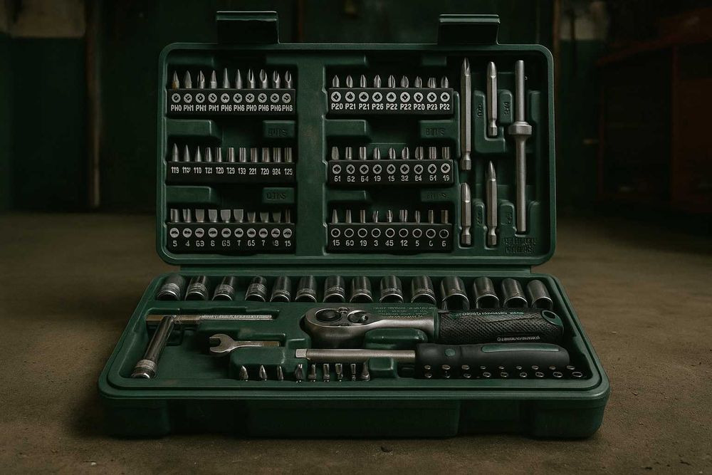 zestaw kluczy nasadowych i bitów, 130-częściowy