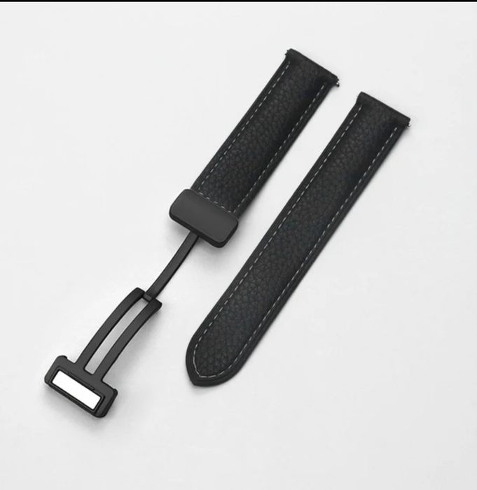 Bracelete Pele Preta 22mm Fecho Magnético