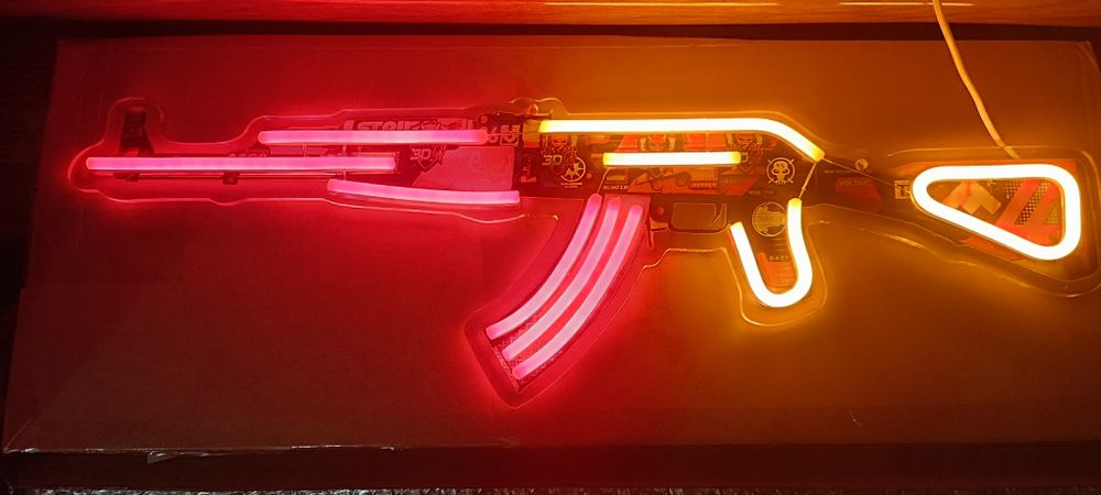 Велика неонова вивіска АК-47 Counter-Strike