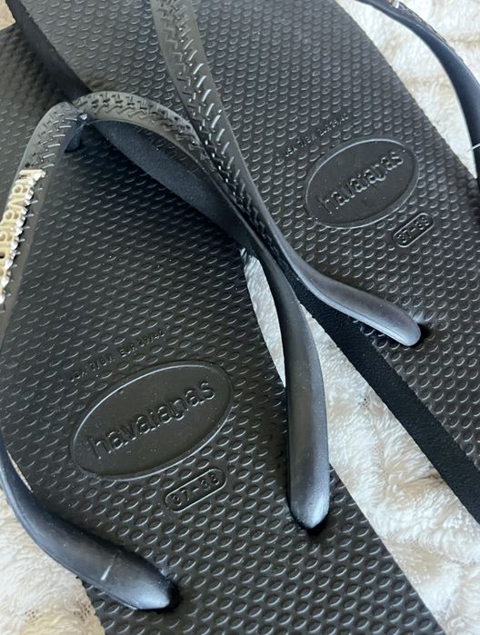 Czarne japonki klapki kwadratowe havaianas square toe