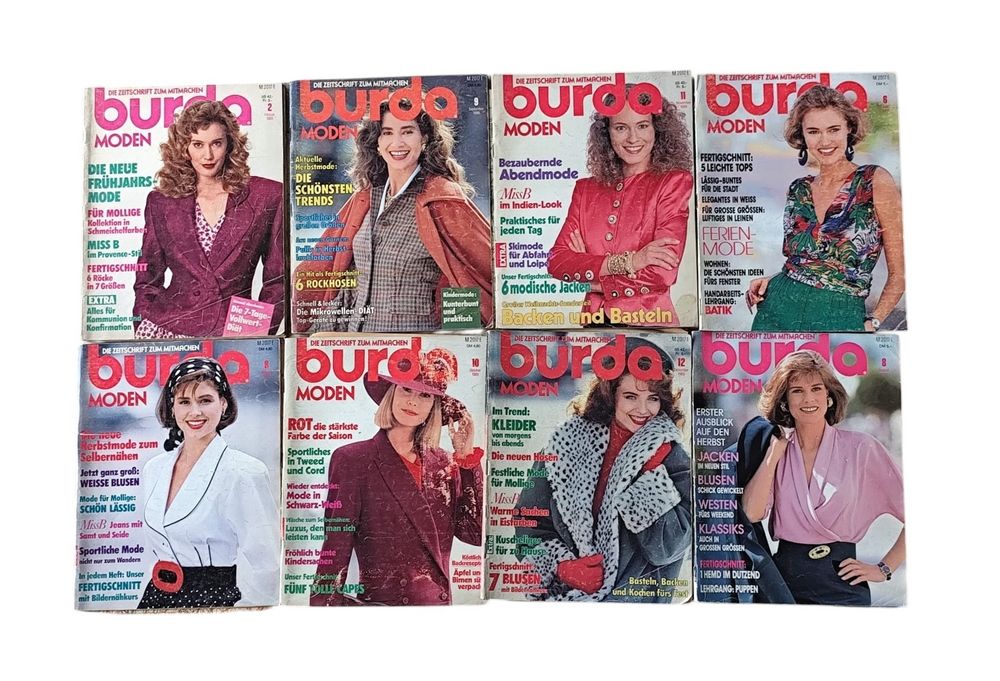 Burda czasopismo z wykrojami w języku niemieckim rok 1989-6 szt, 1990-2 szt