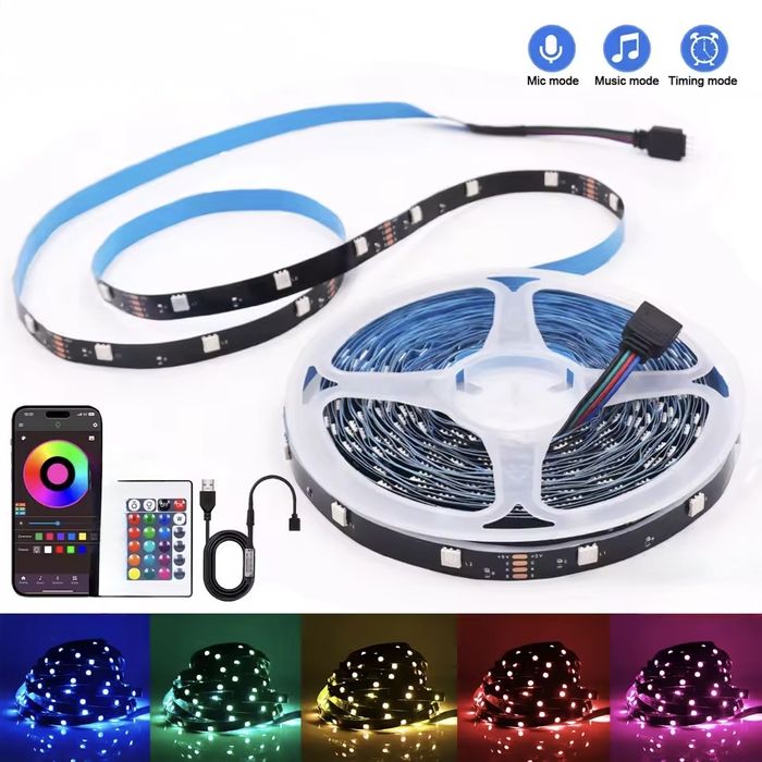 USB Світлодіодна Led стрічка RGB 5050 Різнокольорова 3м 5м 10м Лента