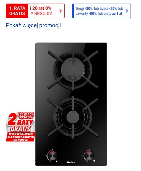 Amica płyta gazowa 2 palniki